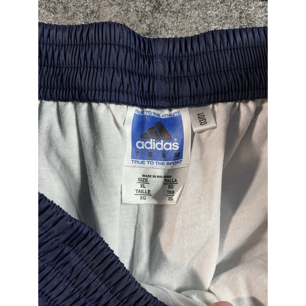 Vintage Adidas Snap Button Track Pants Men's XL Blue Silky Baggy Wide Leg Y2K - Picture 5 of 10